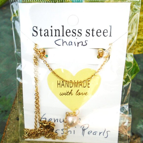 RARE Natural Keshi pearl Double dangle Necklace Stud earring set, dangle pearls - Picture 6 of 7